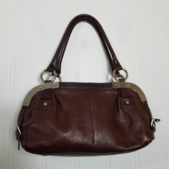 B. Makowsky Handbag Womens Brown Leather Satchel Shoulder Bag Purse Double Strap - Picture 2 of 16